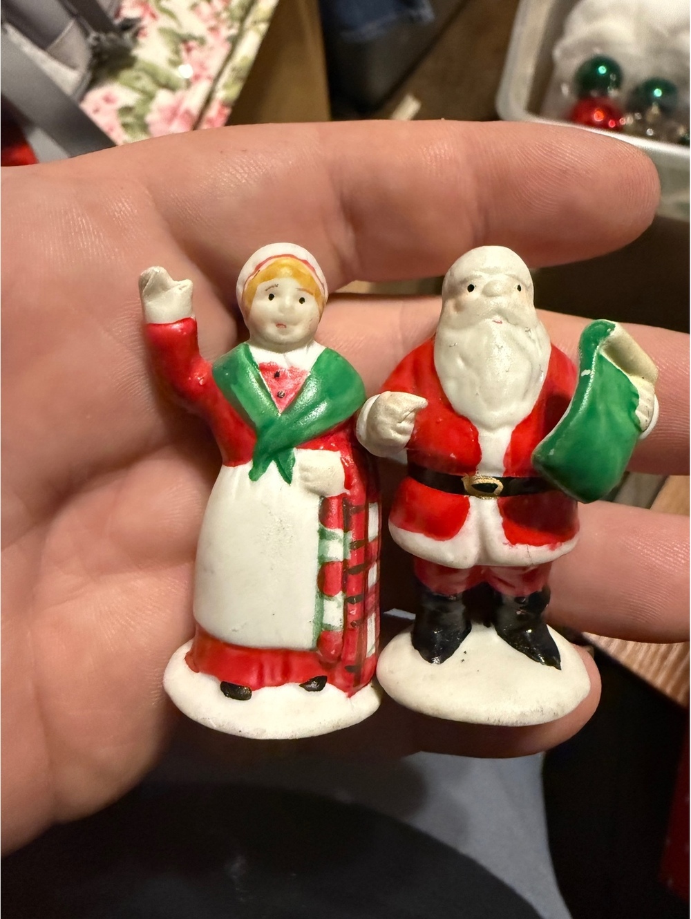 Lemax Christmas Ceramic Santa and Mrs. Claus Figurines